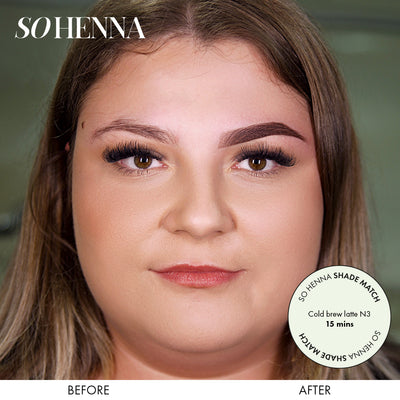 Brow henna before and after with So Henna